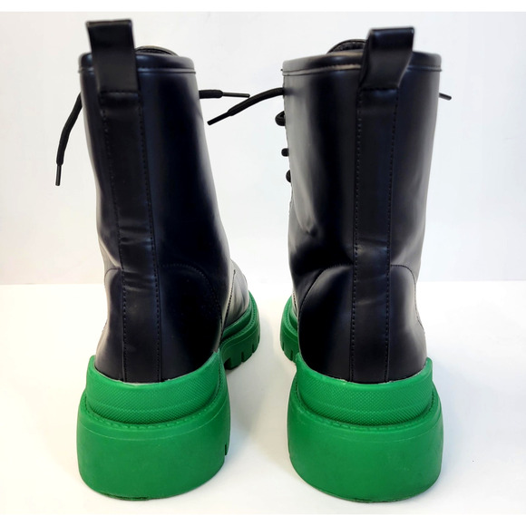 Liliana Combat Boots Womens Size 10 Black Green Lace Up Chunky Platform Grunge - Picture 7 of 16